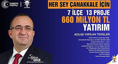 ÇANAKKALE'YE 660 MİLYONLUK YATIRIM