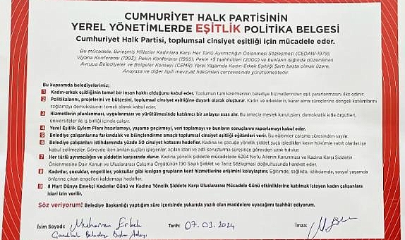 CHP'li Erkek 'Eşitlik Politika Belgesi'ni Imzaladı