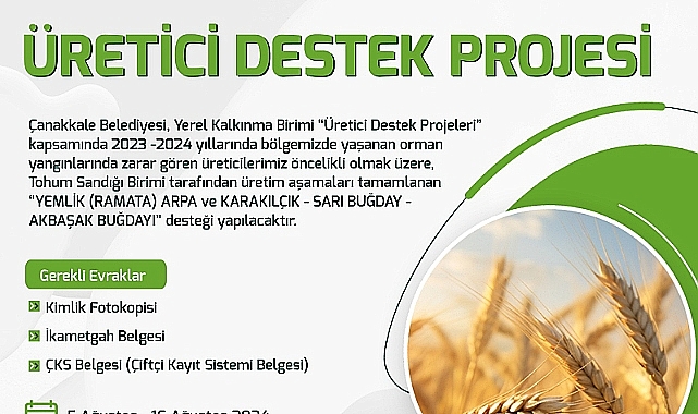 Üretici Destek Projesi başvuruları başlıyor