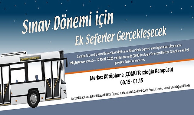 Çanakkale Belediyesi Sınav Dönemi için Ek Seferler Gerçekleşecek