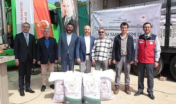 Biga İlçesinde Çiftçilere hibeli çeltik ve tohum desteği