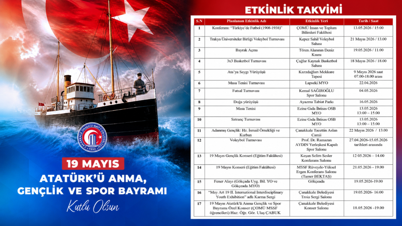 ÇOMÜ Rektörü Erenoğlu’ndan 19 Mayıs Mesajı: “Cumhuriyetimiz Gençlerimize Emanettir”