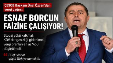 Özcan’dan Ankara’ya Vergi Çağrısı, “Esnaf Borcun Faizine Çalışıyor”