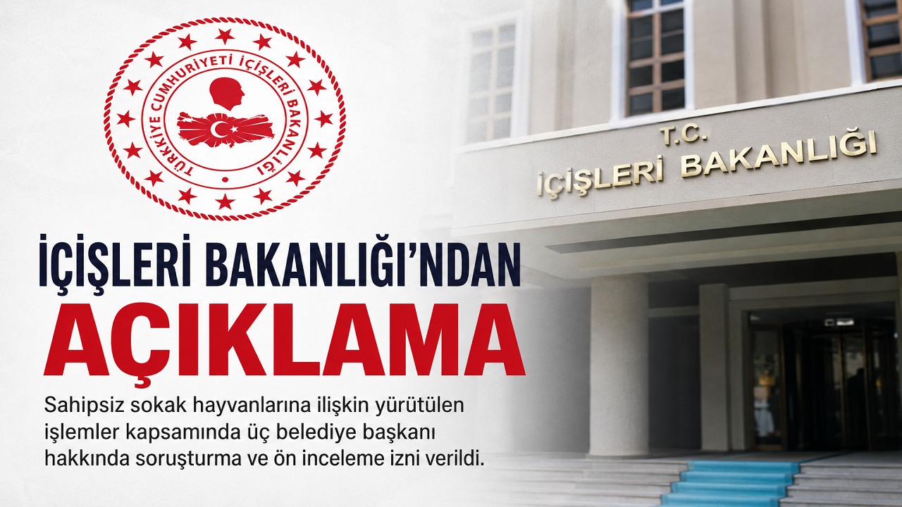 İçişleri Bakanlığı'ndan Sahipsiz Sokak Hayvanları Açıklaması: Üç Belediye Başkanı Hakkında İşlem Başlatıldı