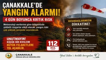 Orman Bölge Müdürlüğü’nden Yangın Alarmı, Çanakkale’de Kritik 4 Gün