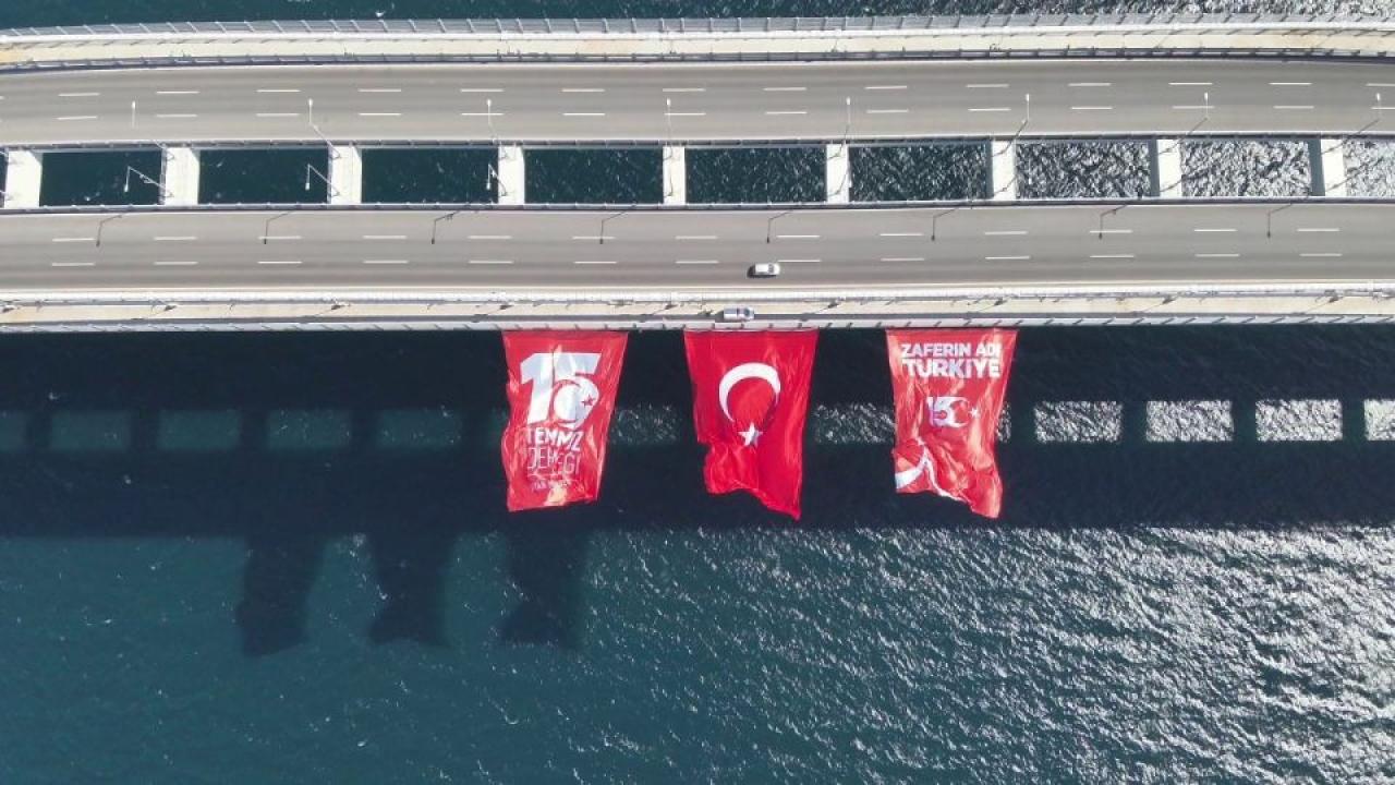 1915 Çanakkale Köprüsü'nde 15 Temmuz'un 10. Yılında Şanlı Bayrak Dalgalandı