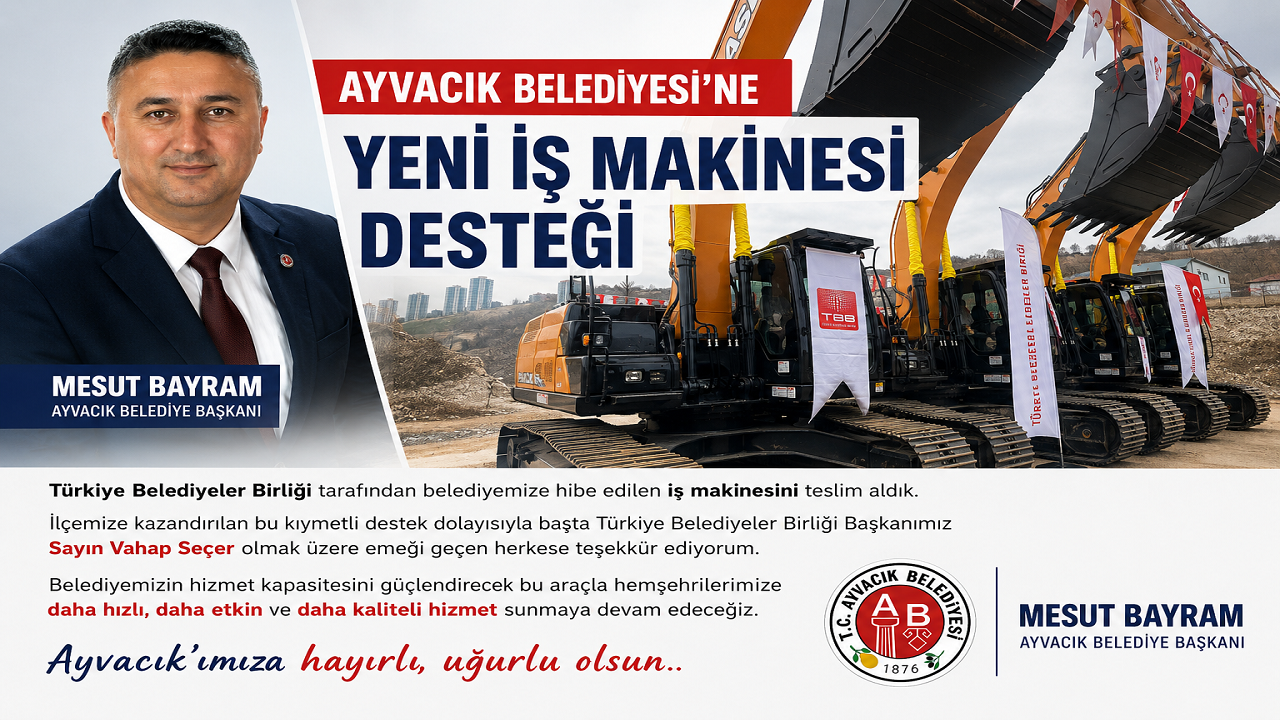 Ayvacık Belediyesi'nin Araç Filosuna Yeni İş Makinesi Desteği